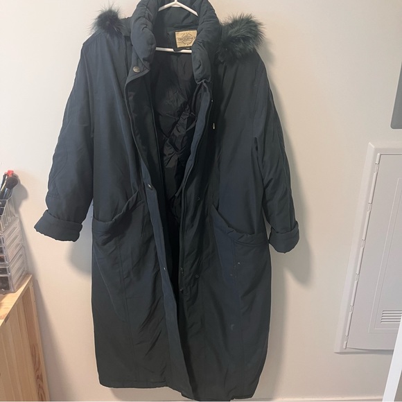 Goose Down Dark Green Full Length Winter Coat - Picture 8 of 8